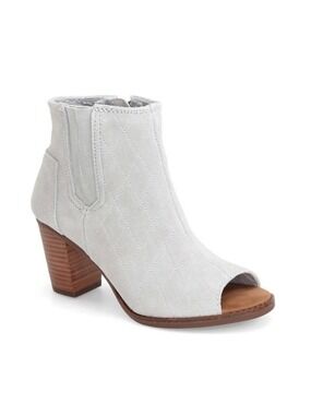 TOMS Majorca Peep Toe Leather quilted Zip Up Bootie, size 8